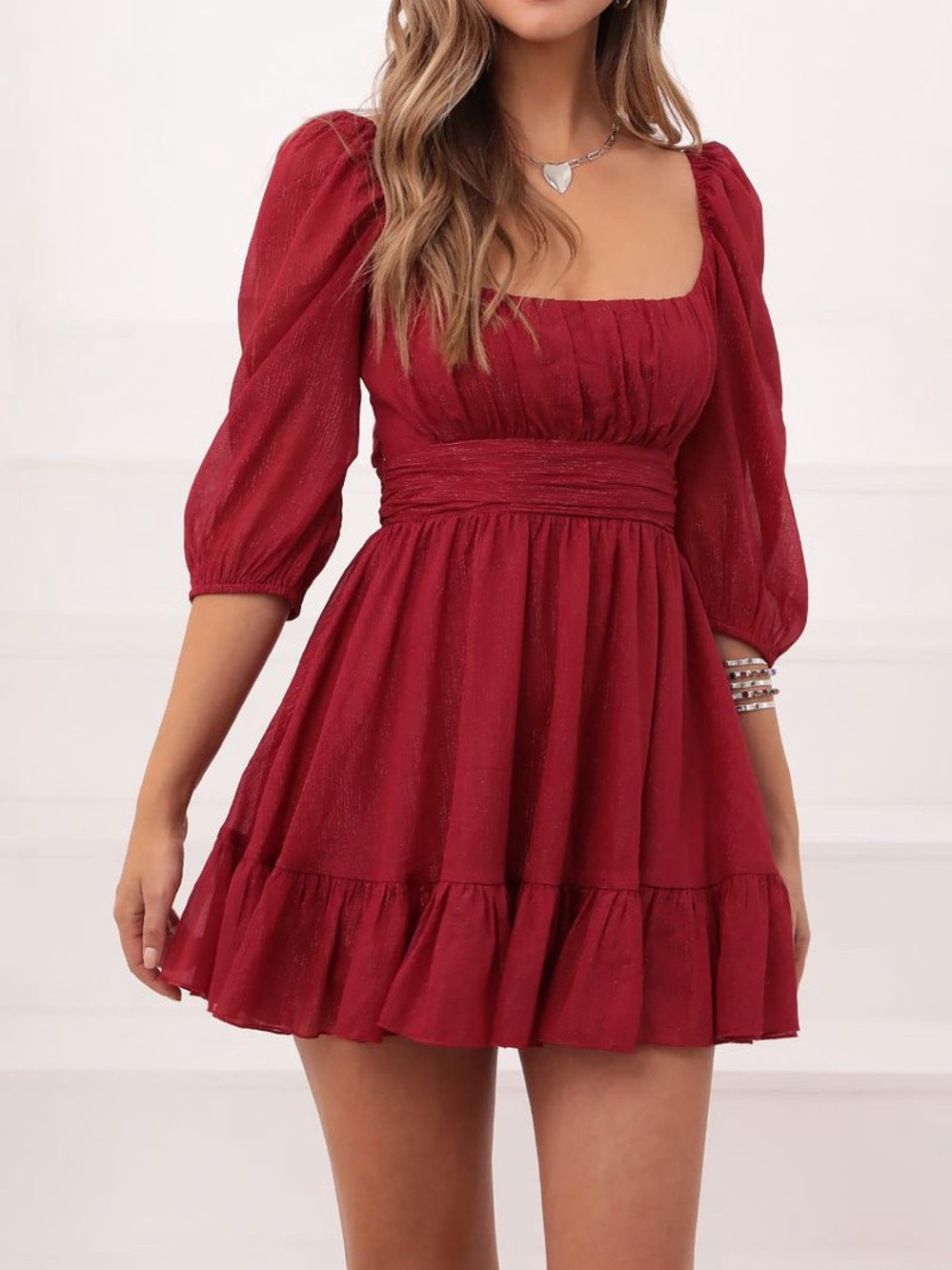Lucy In The Sky Red Neia Ruffle Dress